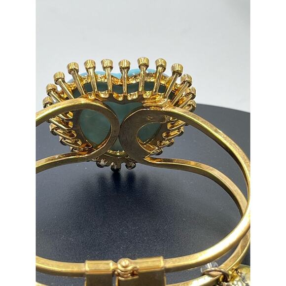 Betsey Johnson Signed Candy Land Pink Heart Rhinestone Blue Enamel Bangle - Picture 10 of 16